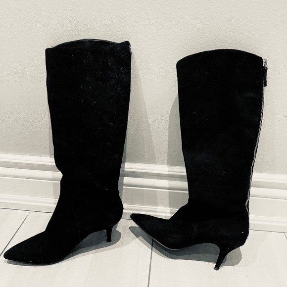 NINE WEST - LONG BLACK HEELED BOOTS - Picture 2 of 3